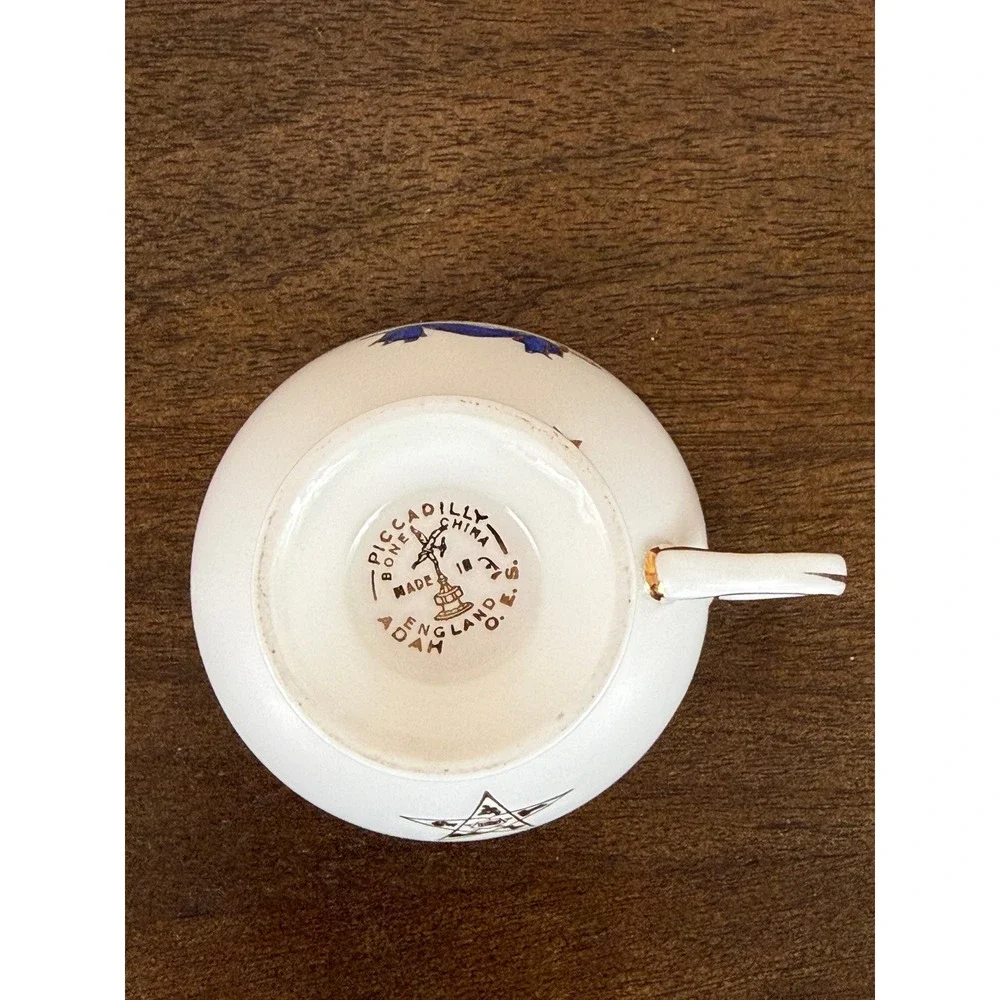 Vintage Piccadilly Bone China Masonic Eastern Star Footed Pedestal Teacup 2 3/4